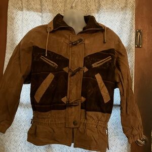 VTG SCULLY Women’s Size 12 Brown Quilt Lined Aztec Leather Jacket